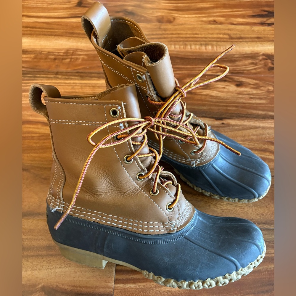 LL Bean Classic Brown Bean Boots Snow Shoes Women’s 8 Men’s 6 Lace Up Shoes - Picture 8 of 11